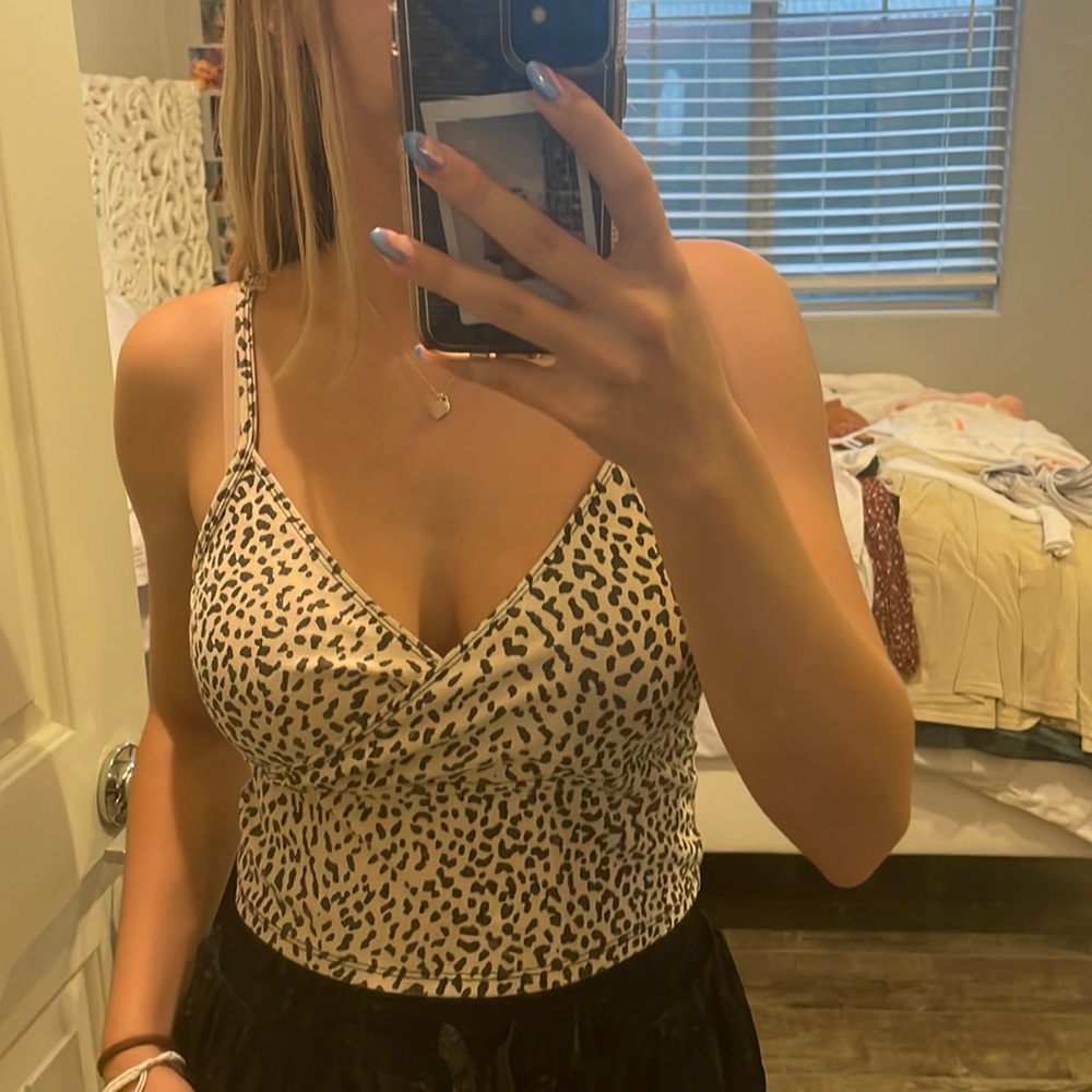 leopard cross tank top